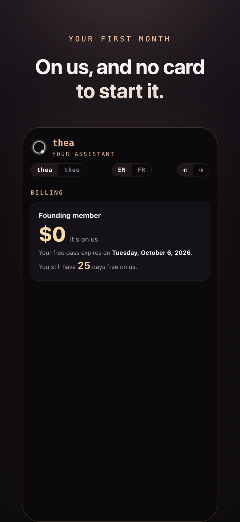 Your first month, on us